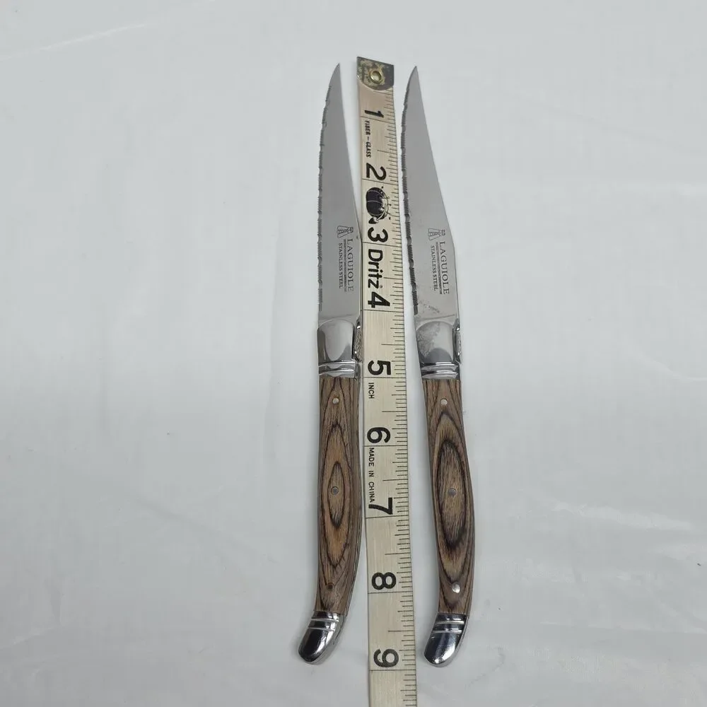 Trudeau Maison Laguiole Wood Handle Steak Kitchen Knives Set Of 2